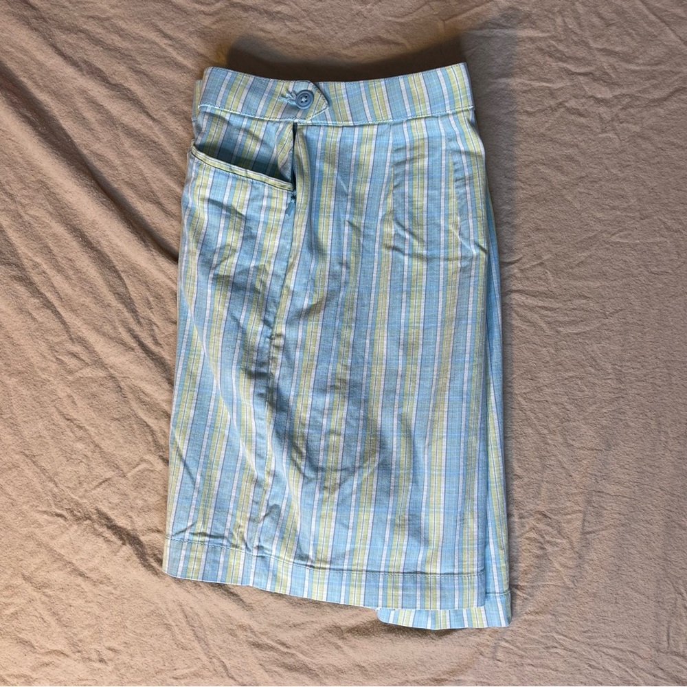 Vintage Y2K St John’s Bay High Waist Baby Blue Plaid Shorts Size 12 - Picture 3 of 4